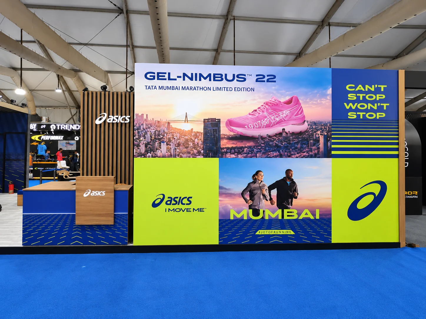 GEL-NIMBUS 22 Tata Mumbai Marathon limited edition wall at the ASICS TMM Expo