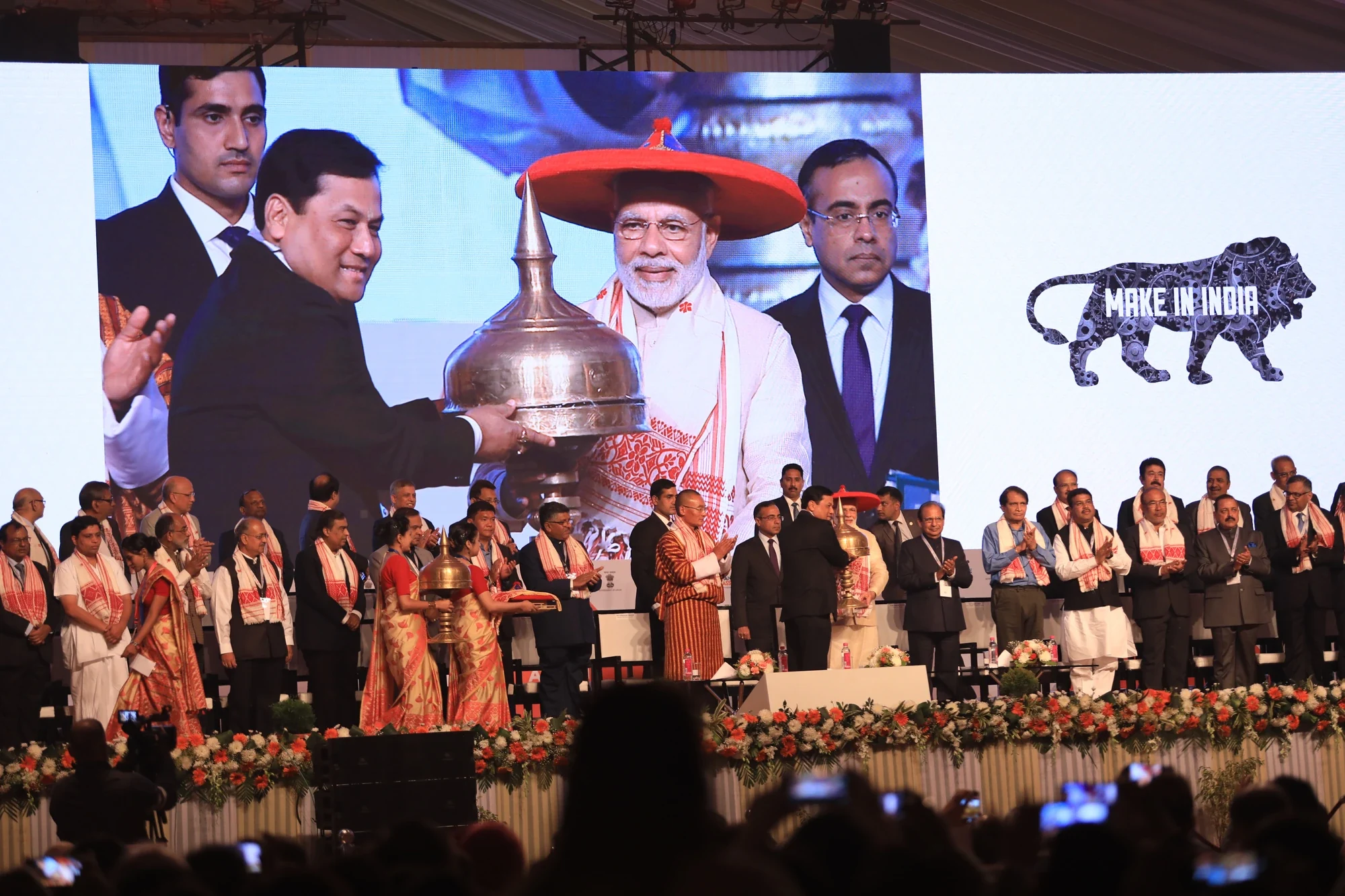 Inauguration ceremony with the traditional xorai lamp at Advantage Assam