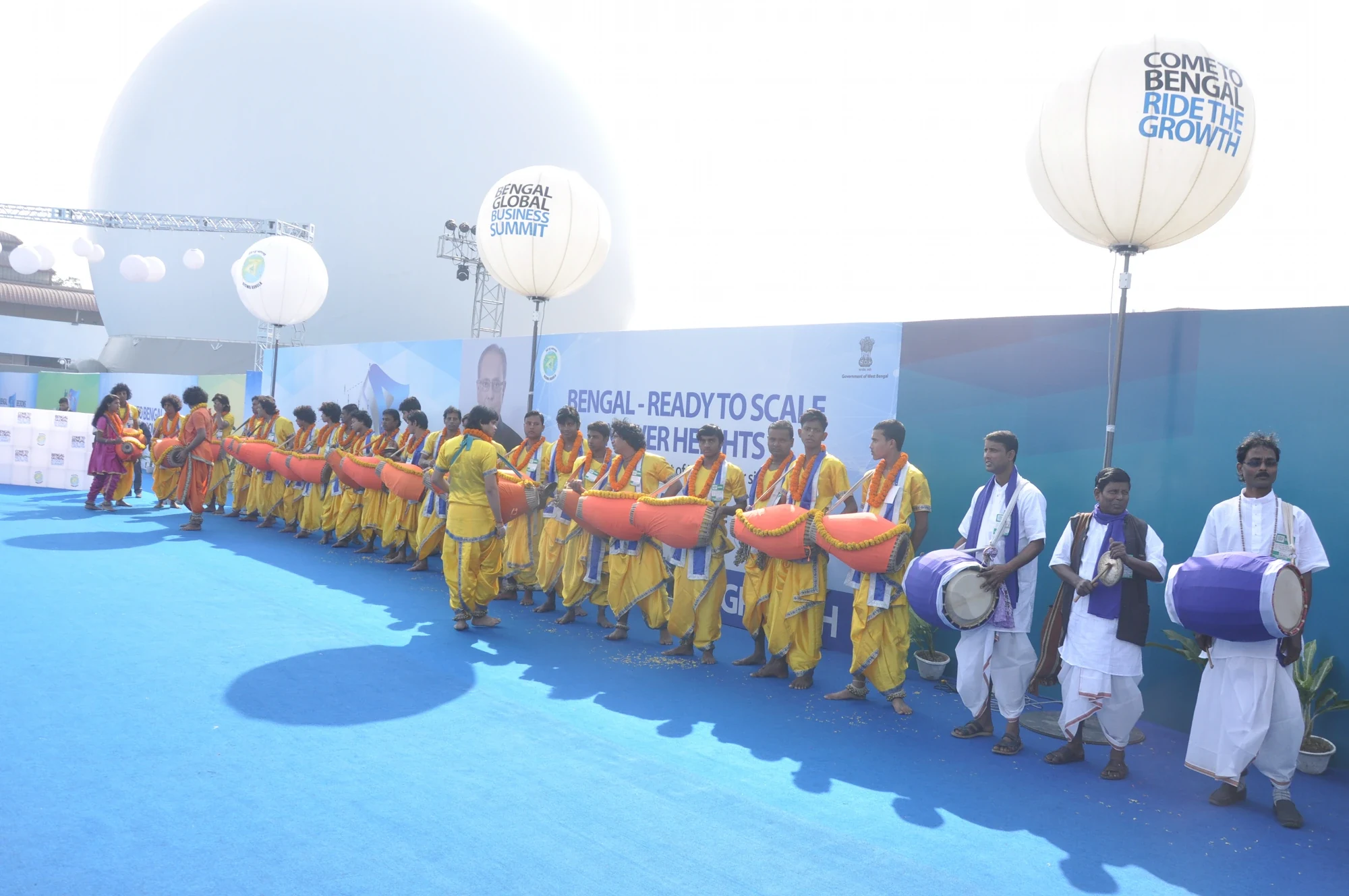Traditional drummers welcoming delegates at the Bengal Global Business Summit 2017
