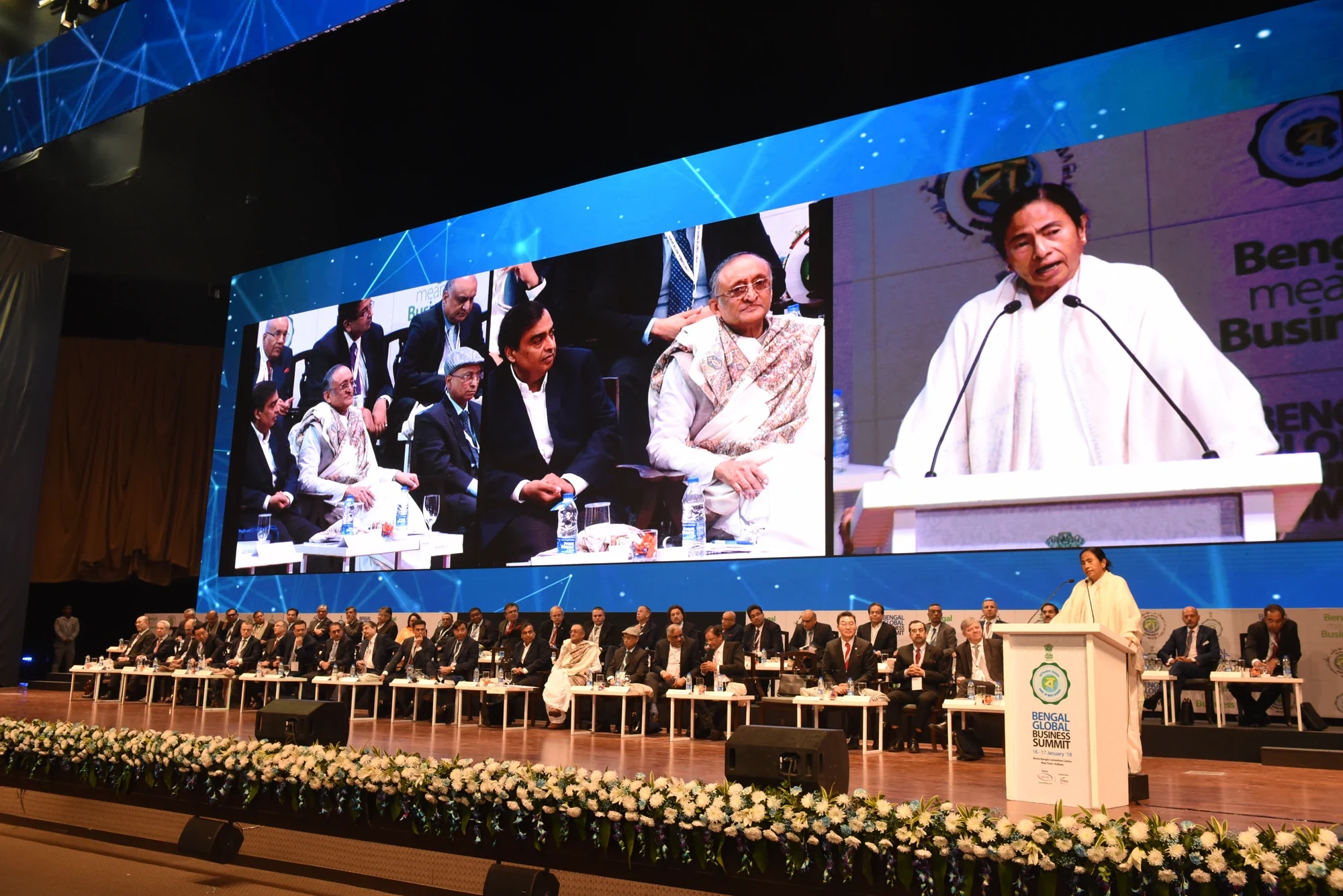 Chief Minister addressing the plenary at the Bengal Global Business Summit 2018
