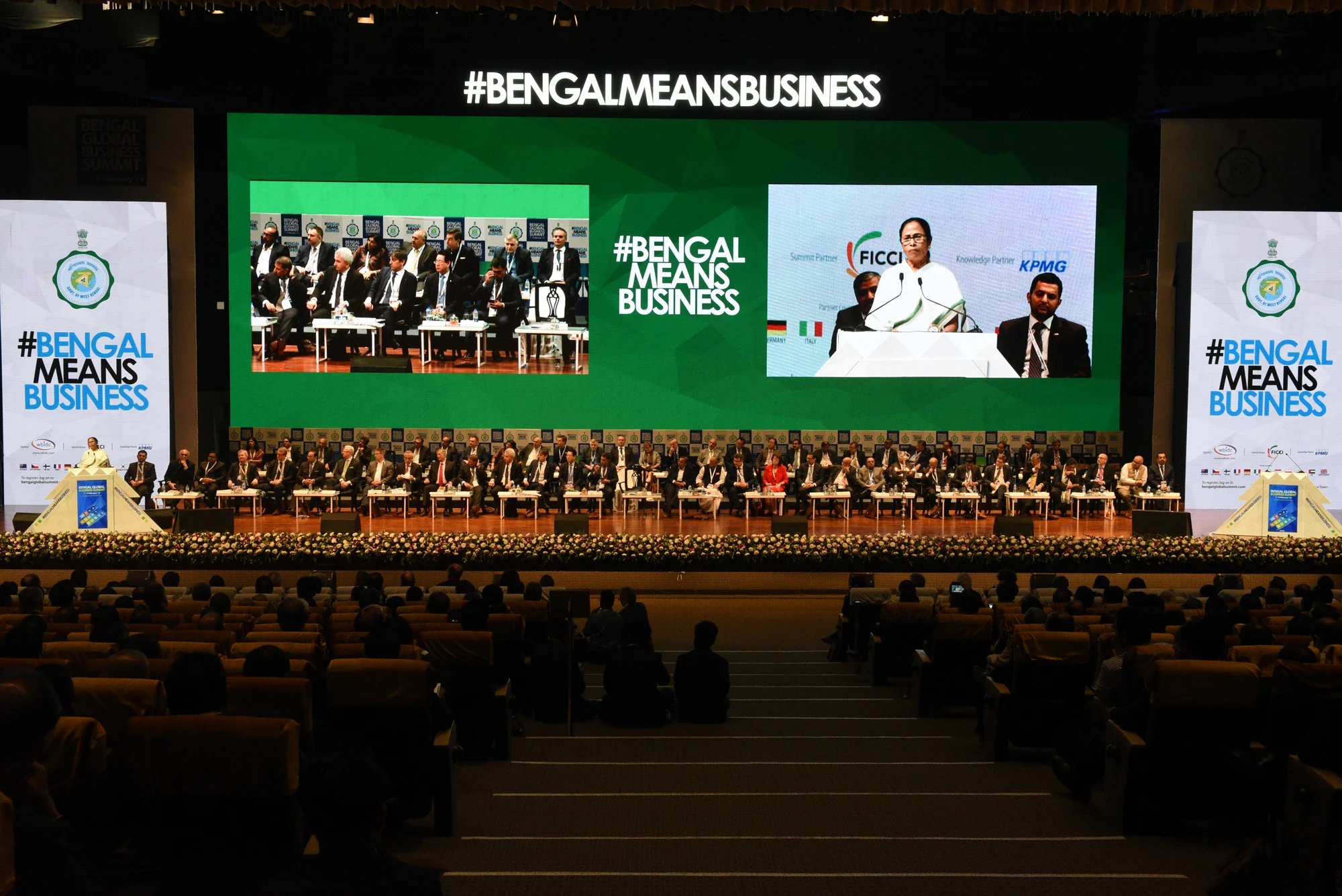The #BengalMeansBusiness auditorium stage at the Bengal Global Business Summit 2019