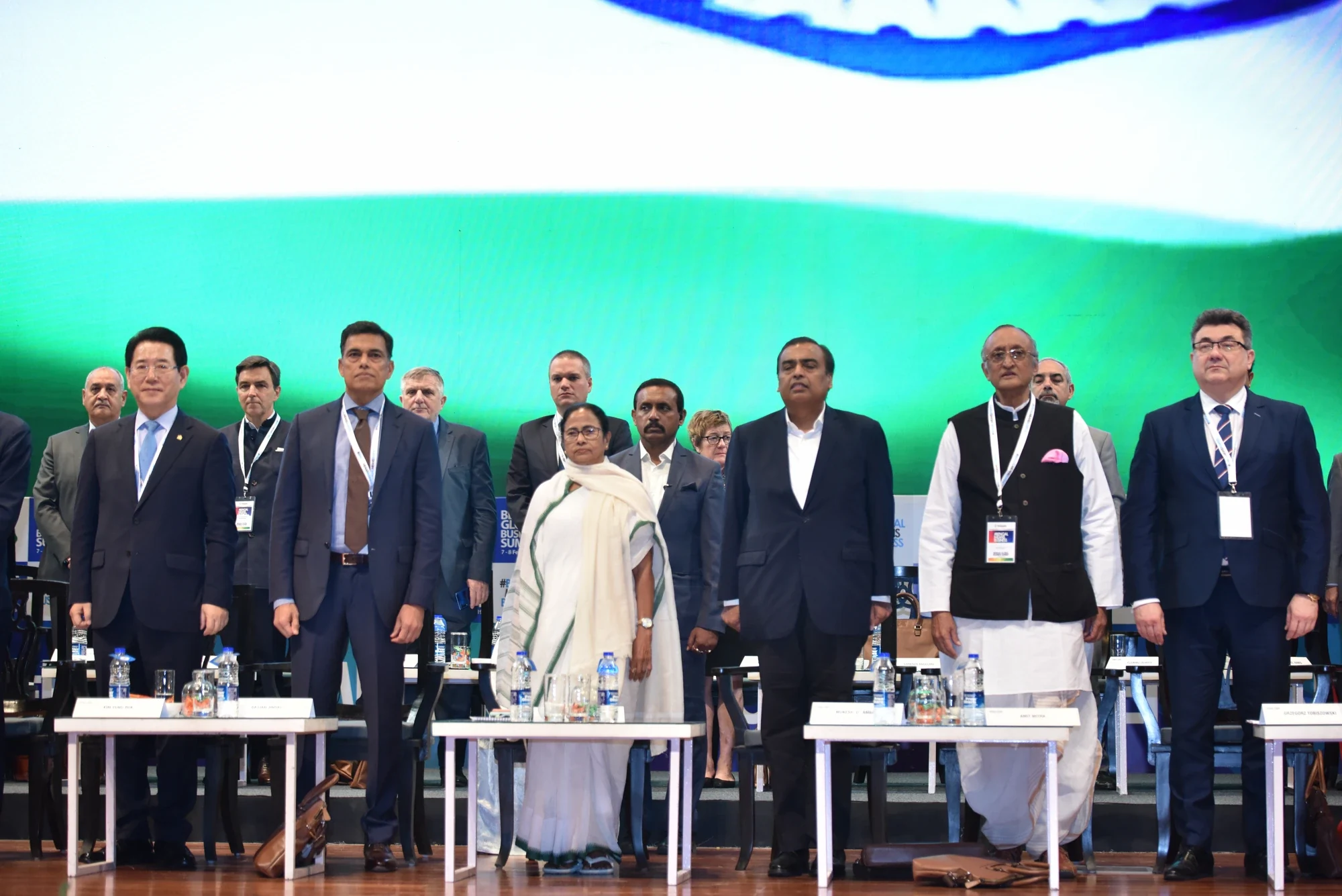 Global business leaders with the Chief Minister at the Bengal Global Business Summit 2019