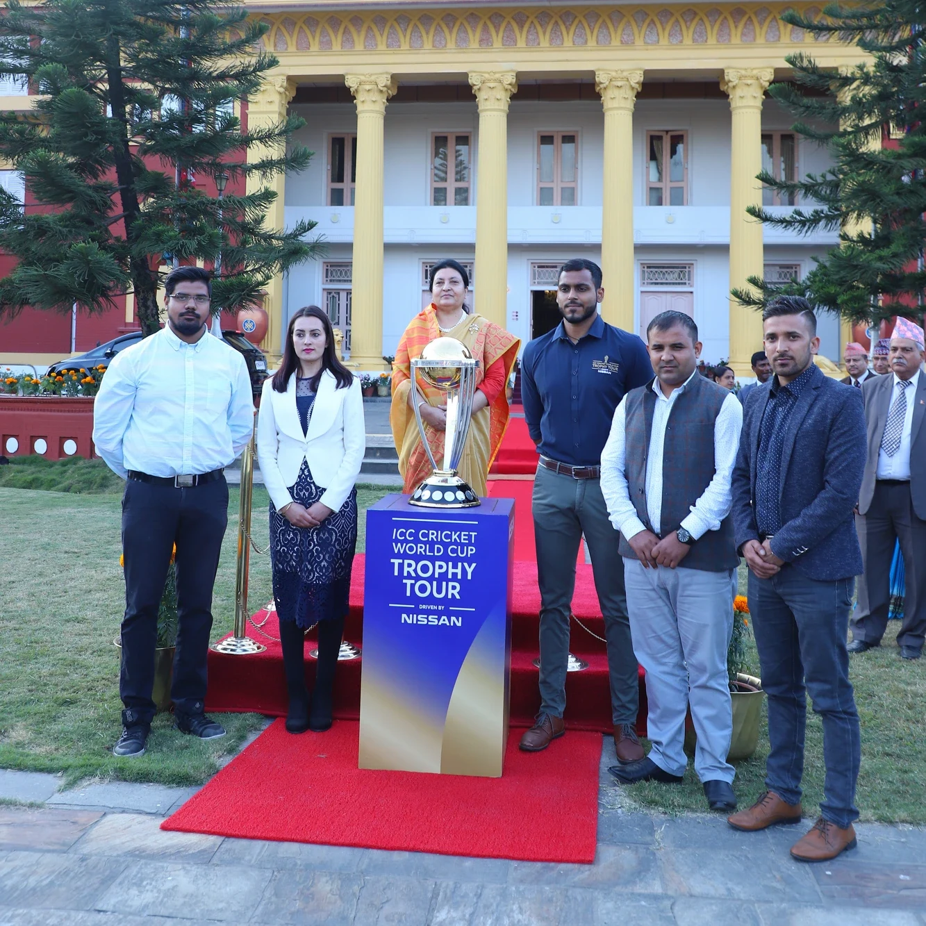Miss Nepal 2018 Shrinkhala Khatiwada unveiling the ICC World Cup trophy at the showroom