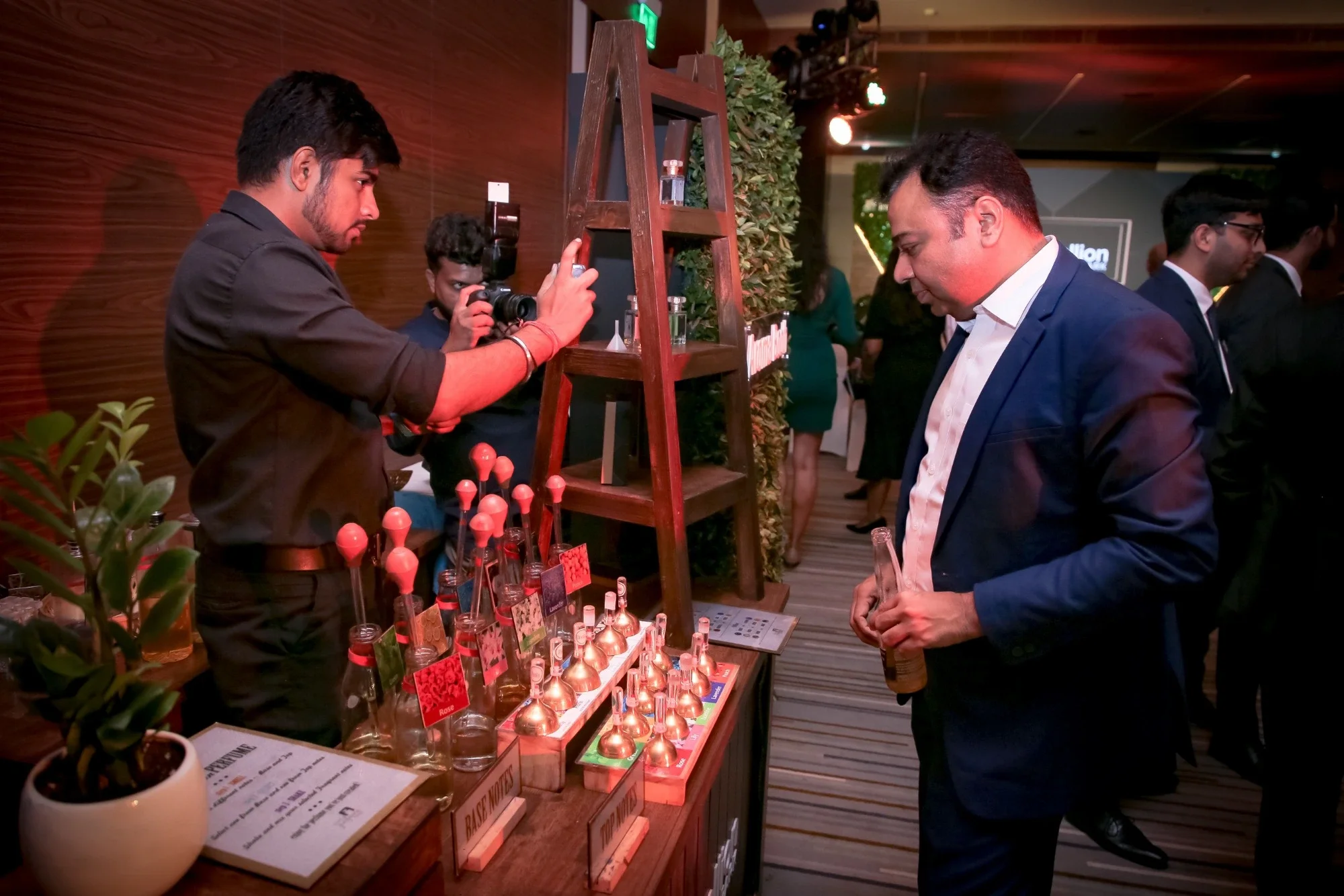 Guests blending personalised fragrances at the bespoke Aroma Bar