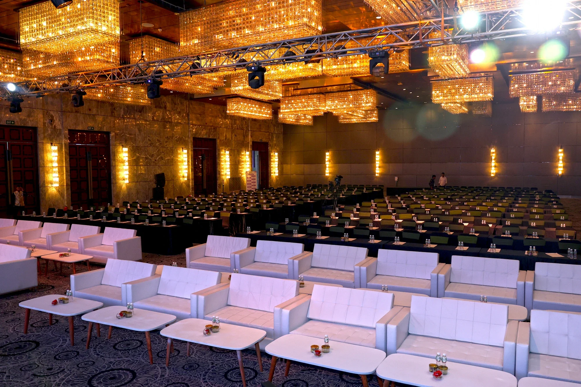 The chandelier-lit ballroom set for the India Sugar & Bio-Energy Conference 2024