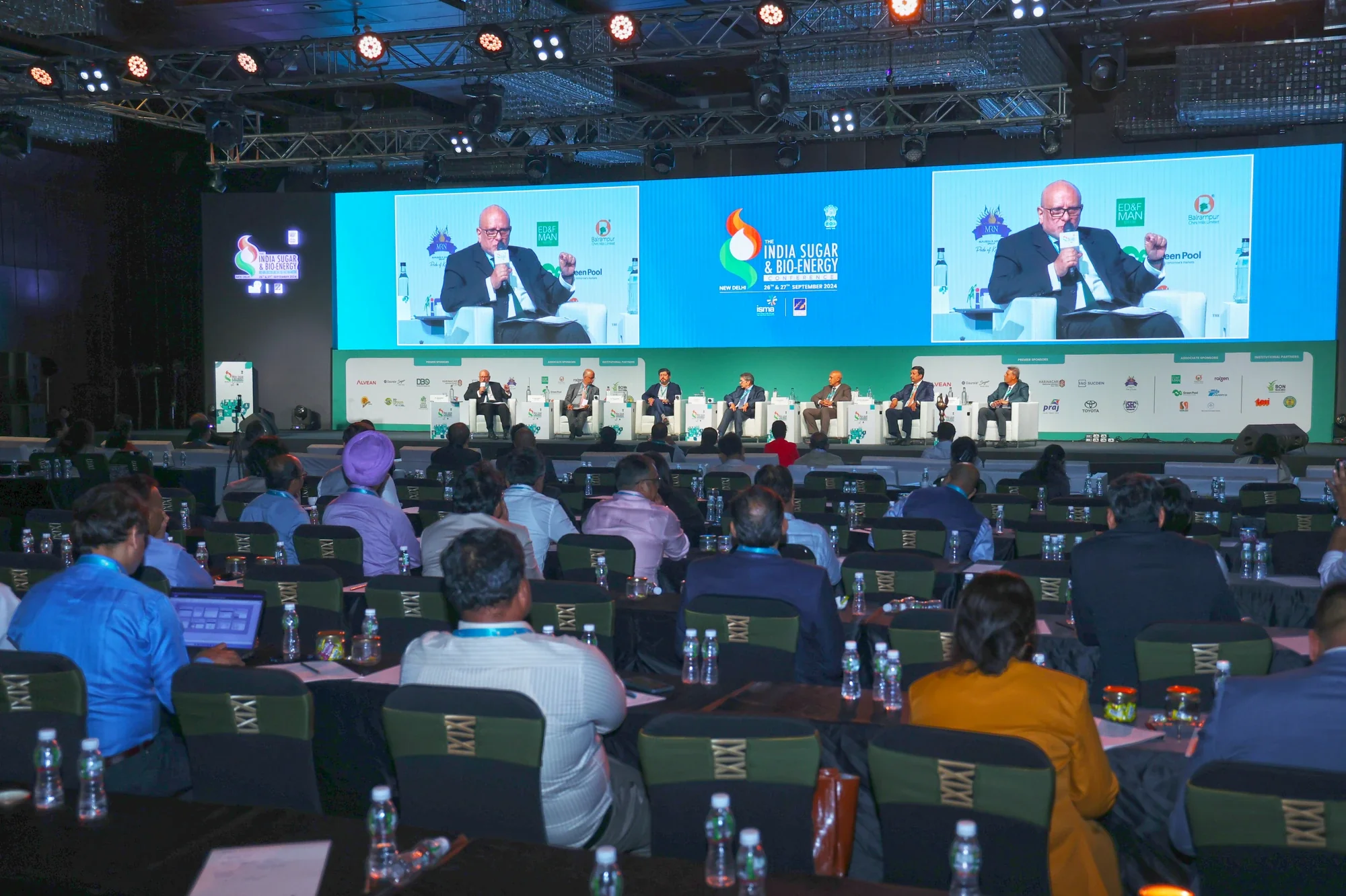 Wide view of the conference hall during a panel session at the India Sugar & Bio-Energy Conference 2024