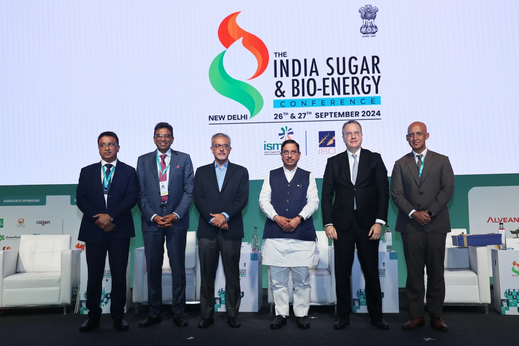 Dignitaries on stage at the inaugural session of the India Sugar & Bio-Energy Conference 2024