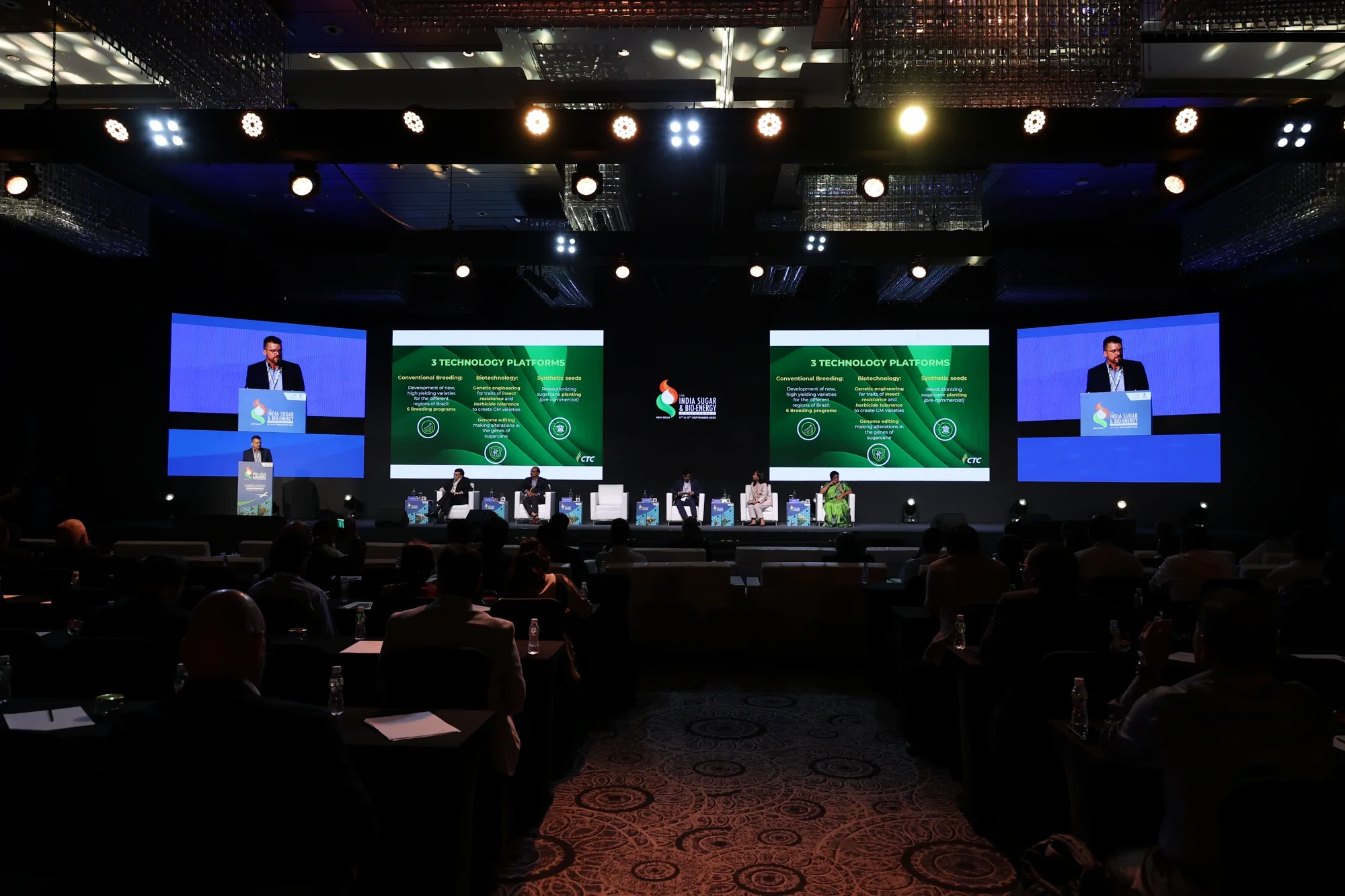Technology platforms keynote on the main screens at the India Sugar & Bio-Energy Conference 2025