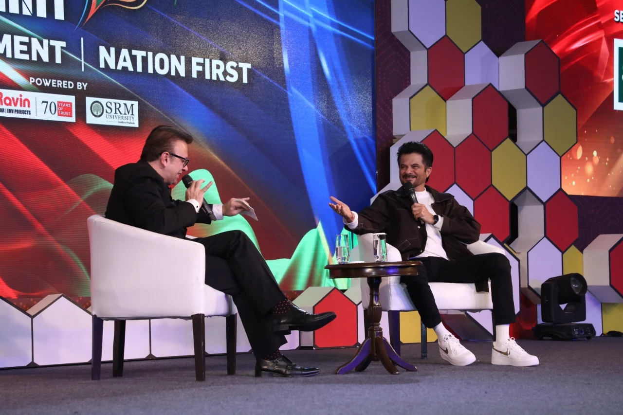 Anil Kapoor session at the Republic Summit against the Nation First backdrop