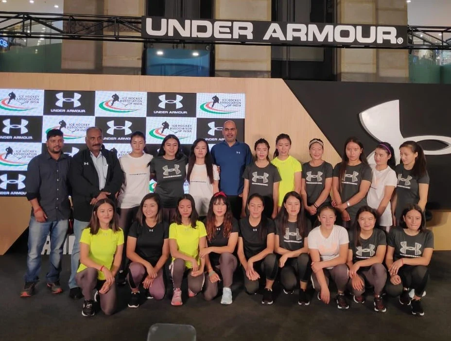 Under Armour India launch — Indian Ice Hockey Team and media at the press conference