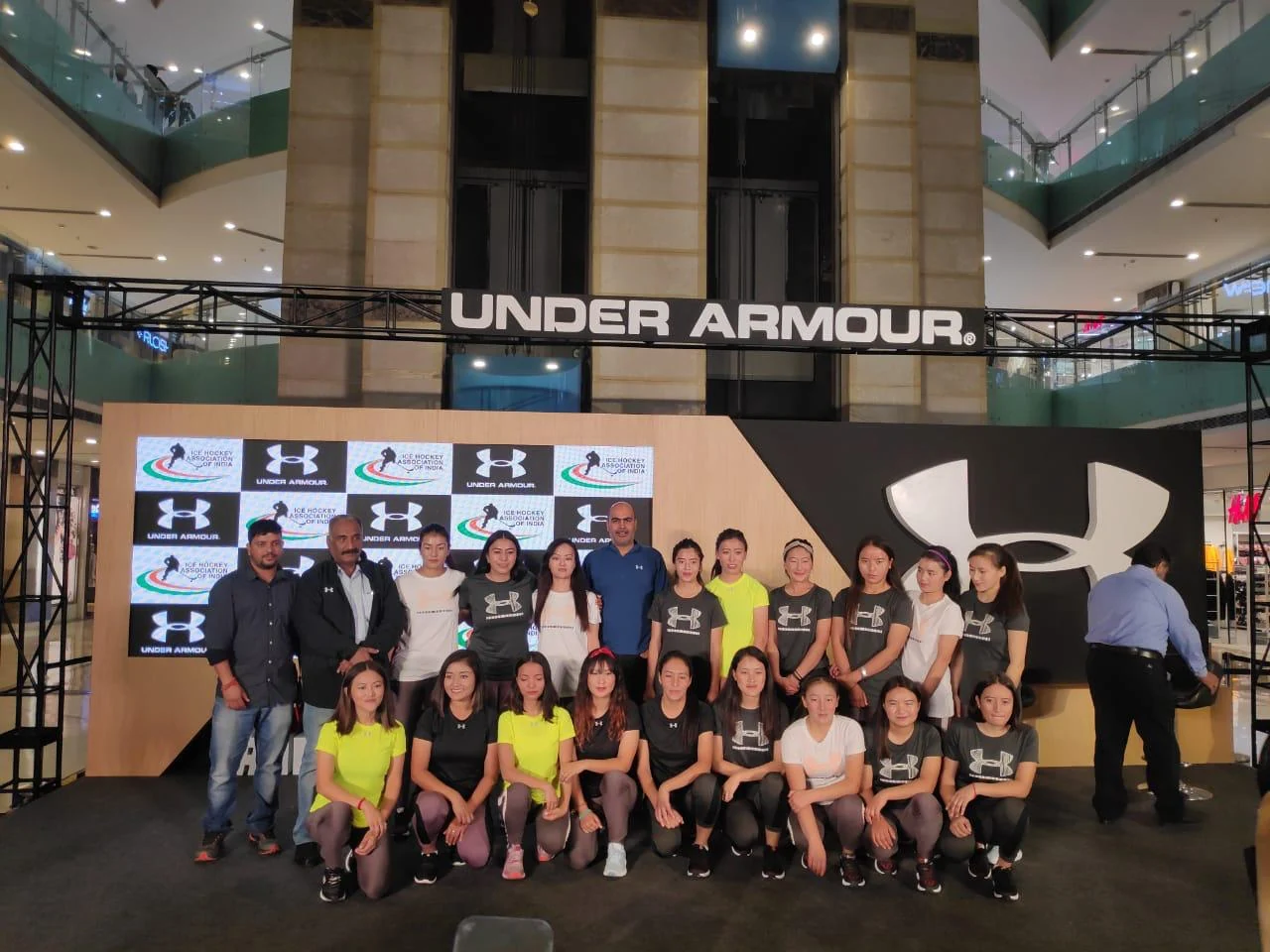 The Indian Ice Hockey Team with Under Armour leadership at the press conference