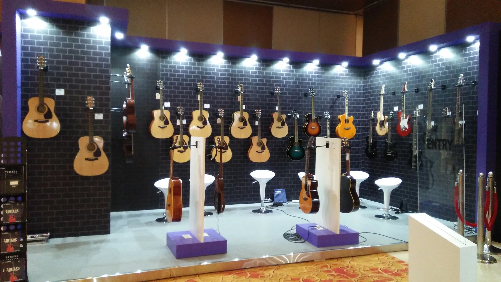 Yamaha guitar wall display at the Brand Showcase