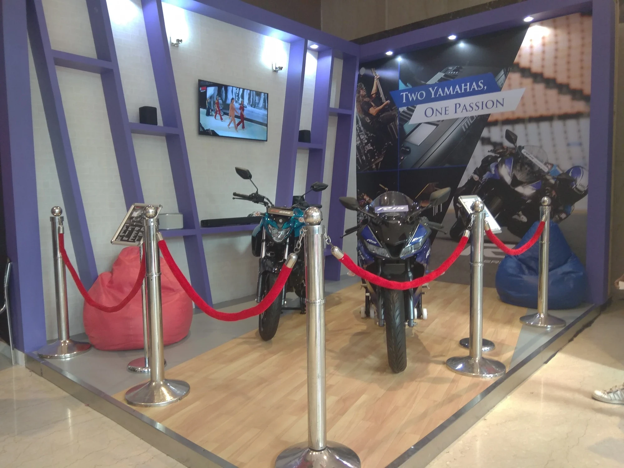 Yamaha motorcycles display — Two Yamahas, One Passion